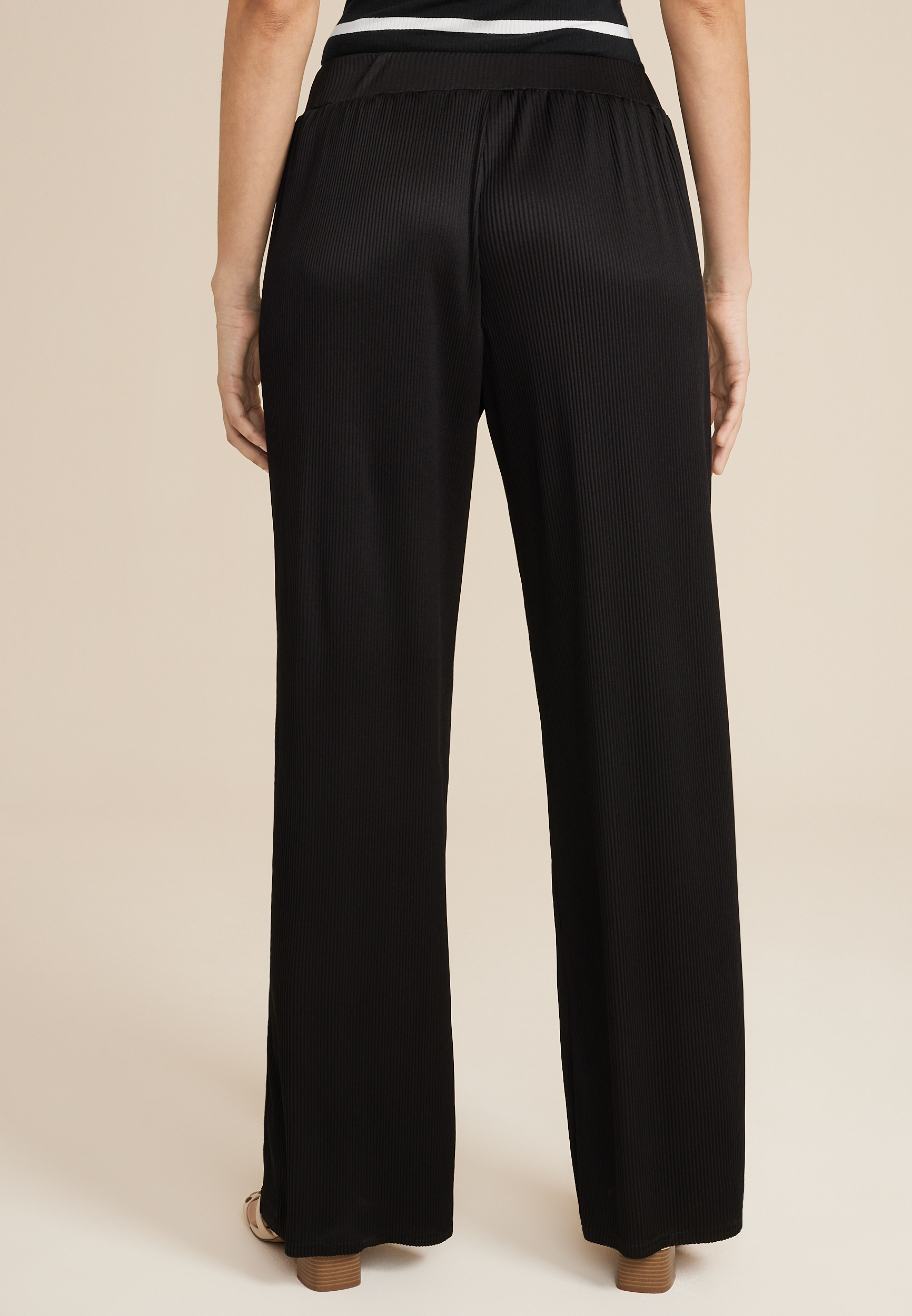 Plisse High Rise Wide Leg Pant, C106, large