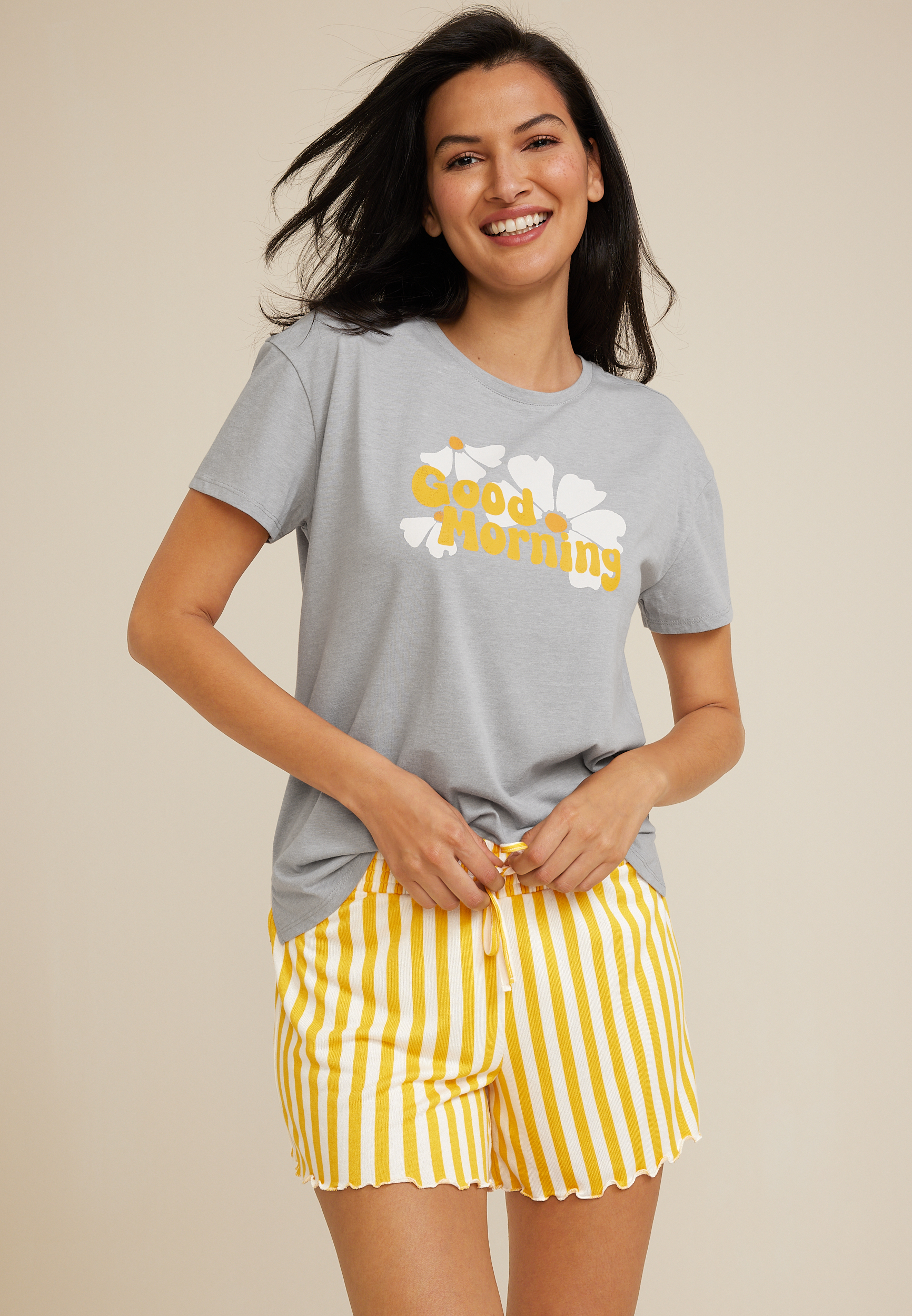 Graphic Tee And Short Pajama Set