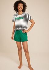 Graphic Tee And Short Pajama Set, C8783, small