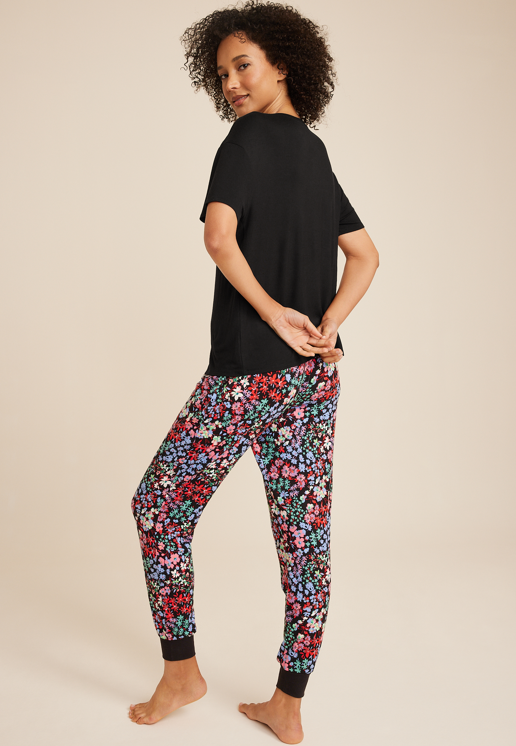 Slouchy Pocket Tee And Jogger Pajamas Set, C6630, large
