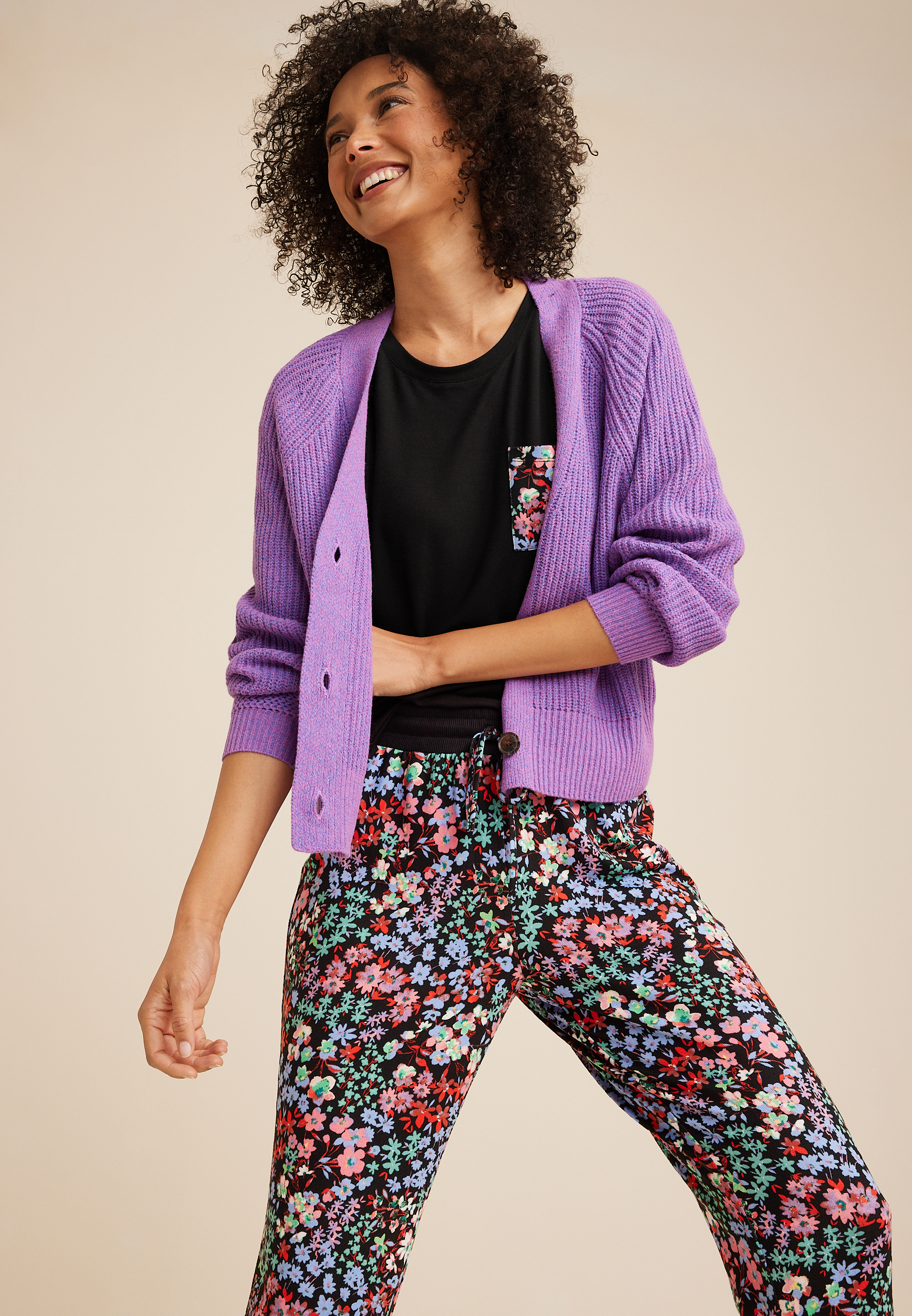 Slouchy Pocket Tee And Jogger Pajamas Set, C6630, large