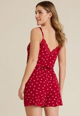 Valentines Day Heart Pajama Romper, RED COMBO, small