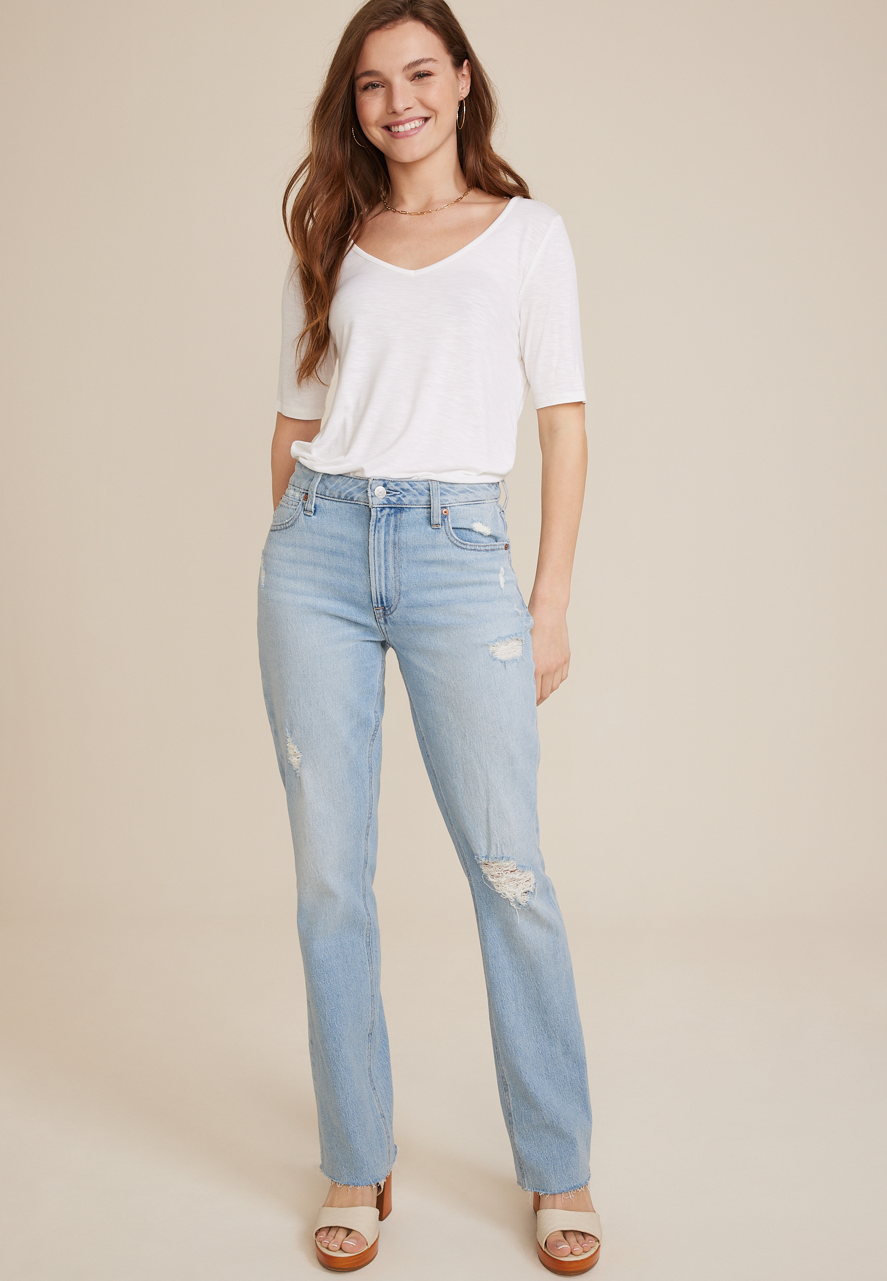 Women's Ultra High-Rise Light Wash Mom Jeans, Women's Clearance