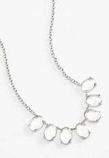 Silver Glass Stone Statement Necklace, SILVER, small