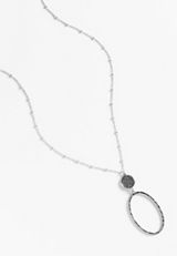 Silver Oval Pendant Necklace, C431, small