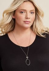 Silver Oval Pendant Necklace, C431, small