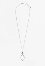 Silver Oval Pendant Necklace, C431, small