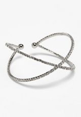 Silver Rhinestone Double Row Cuff Bracelet, C431, small