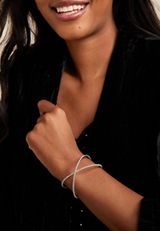 Silver Rhinestone Double Row Cuff Bracelet, C431, small