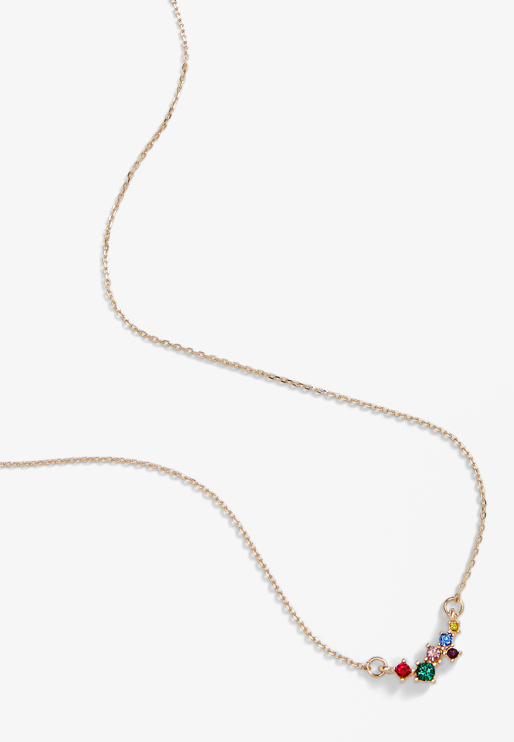 Multicolor Cluster Stone Pendant Necklace, , large