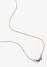 Multicolor Cluster Stone Pendant Necklace, , small