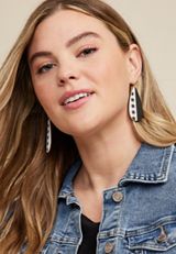 Black And White Buffalo Plaid Teardrop Earrings, C1756, small