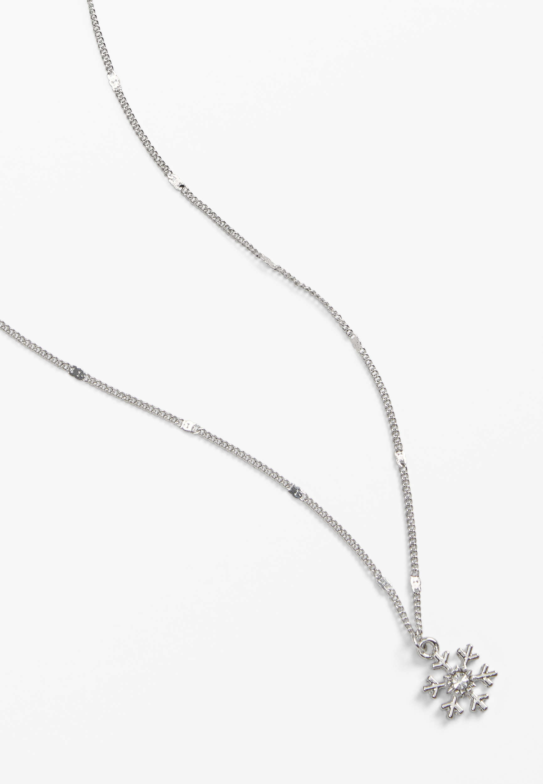 Silver Snowflake Pendant Necklace, , large