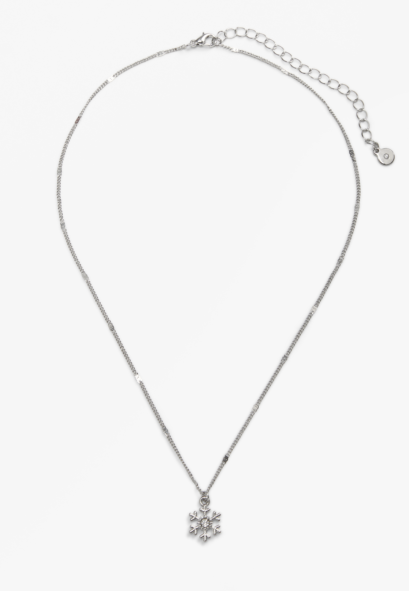 Silver Snowflake Pendant Necklace, , large
