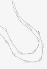 RMG Silver Dainty Crystal Layered Necklace, C431, small