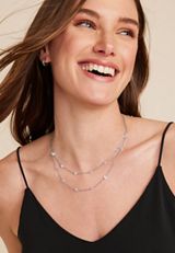 RMG Silver Dainty Crystal Layered Necklace, C431, small