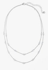 RMG Silver Dainty Crystal Layered Necklace, C431, small