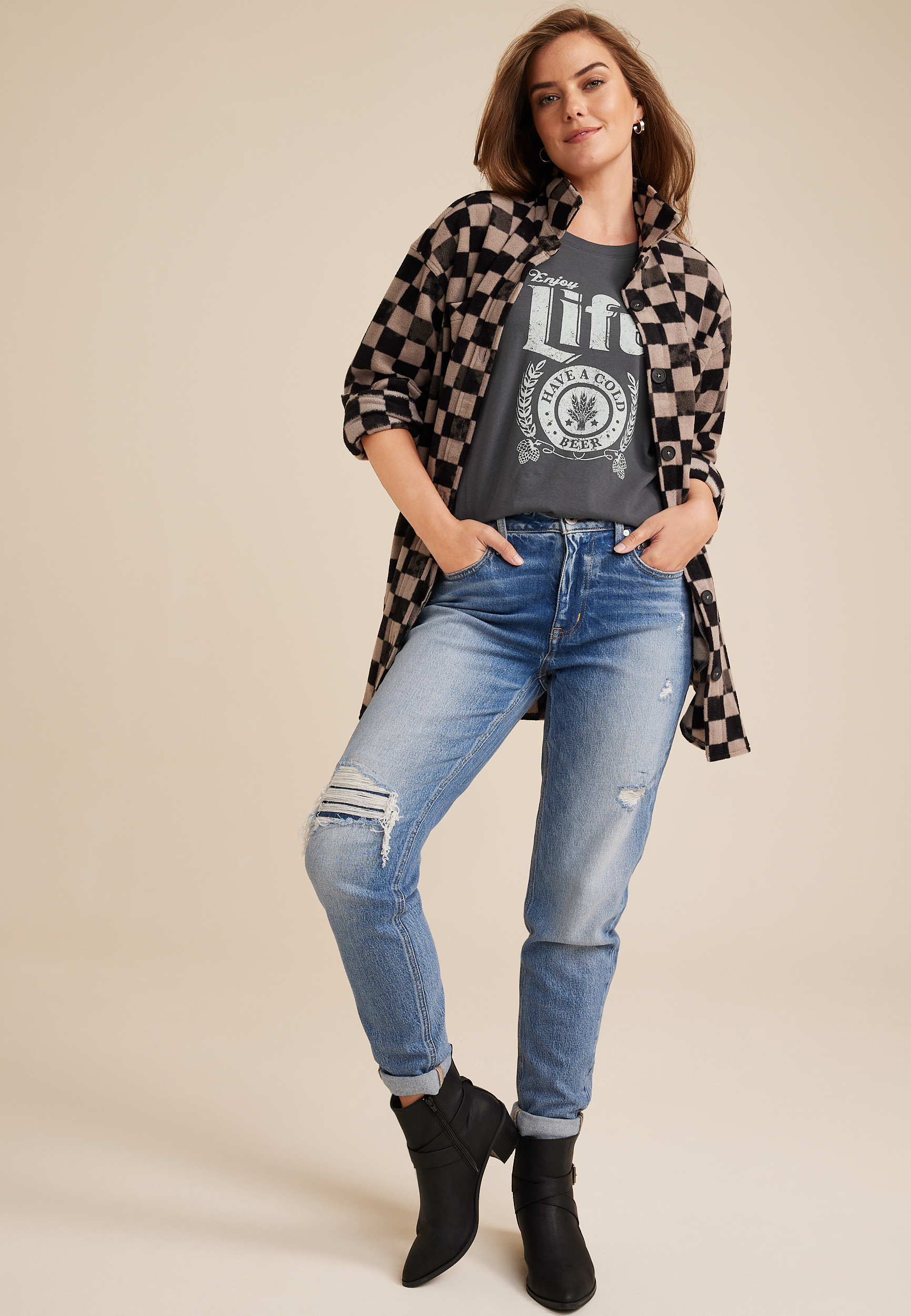 Enjoy Life Have A Cold Beer Graphic Tee, PHANTOM BLACK, large