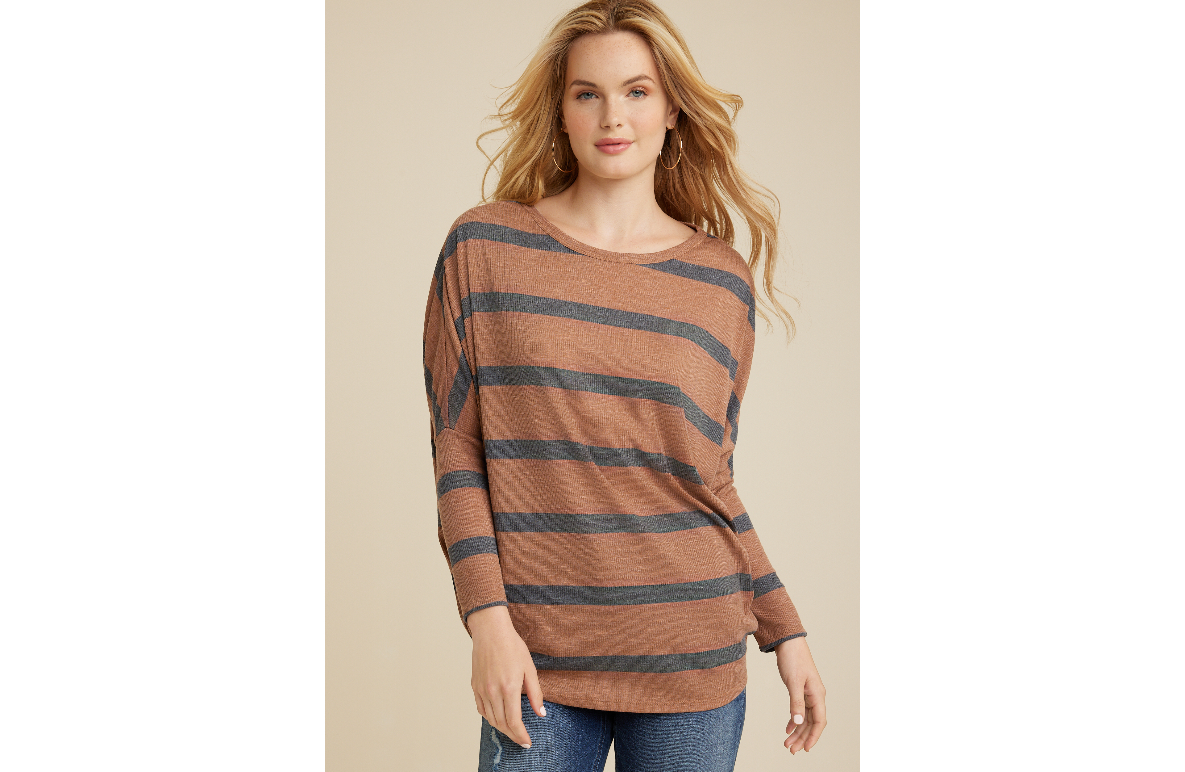 24/7 Dakota Striped Dolman Top