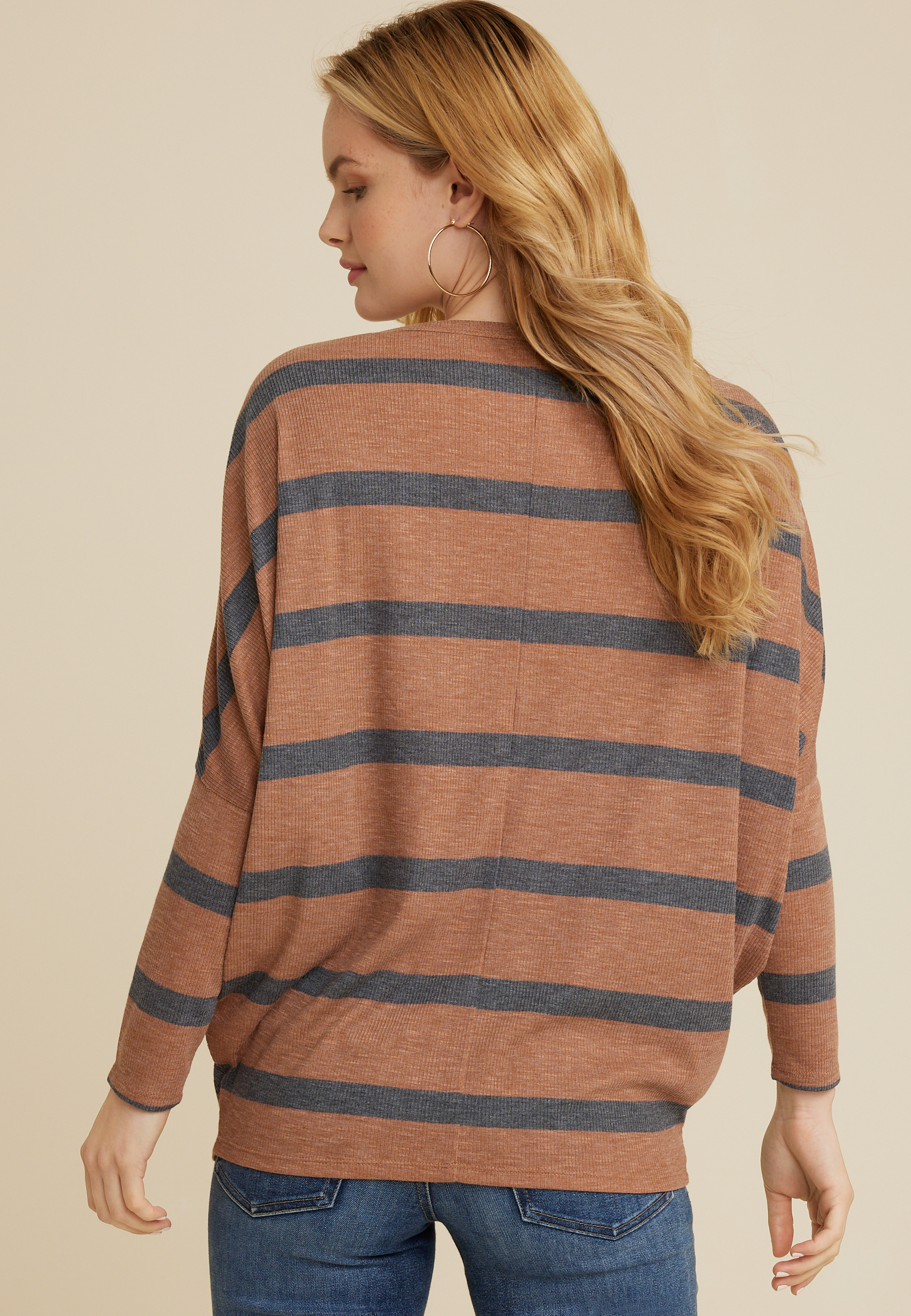24/7 Dakota Striped Dolman Top, C2561, large