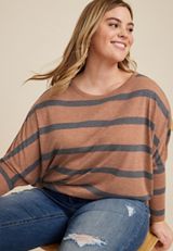 Plus Size 24/7 Dakota Striped Dolman Top, C2561, small