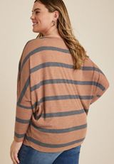 Plus Size 24/7 Dakota Striped Dolman Top, C2561, small