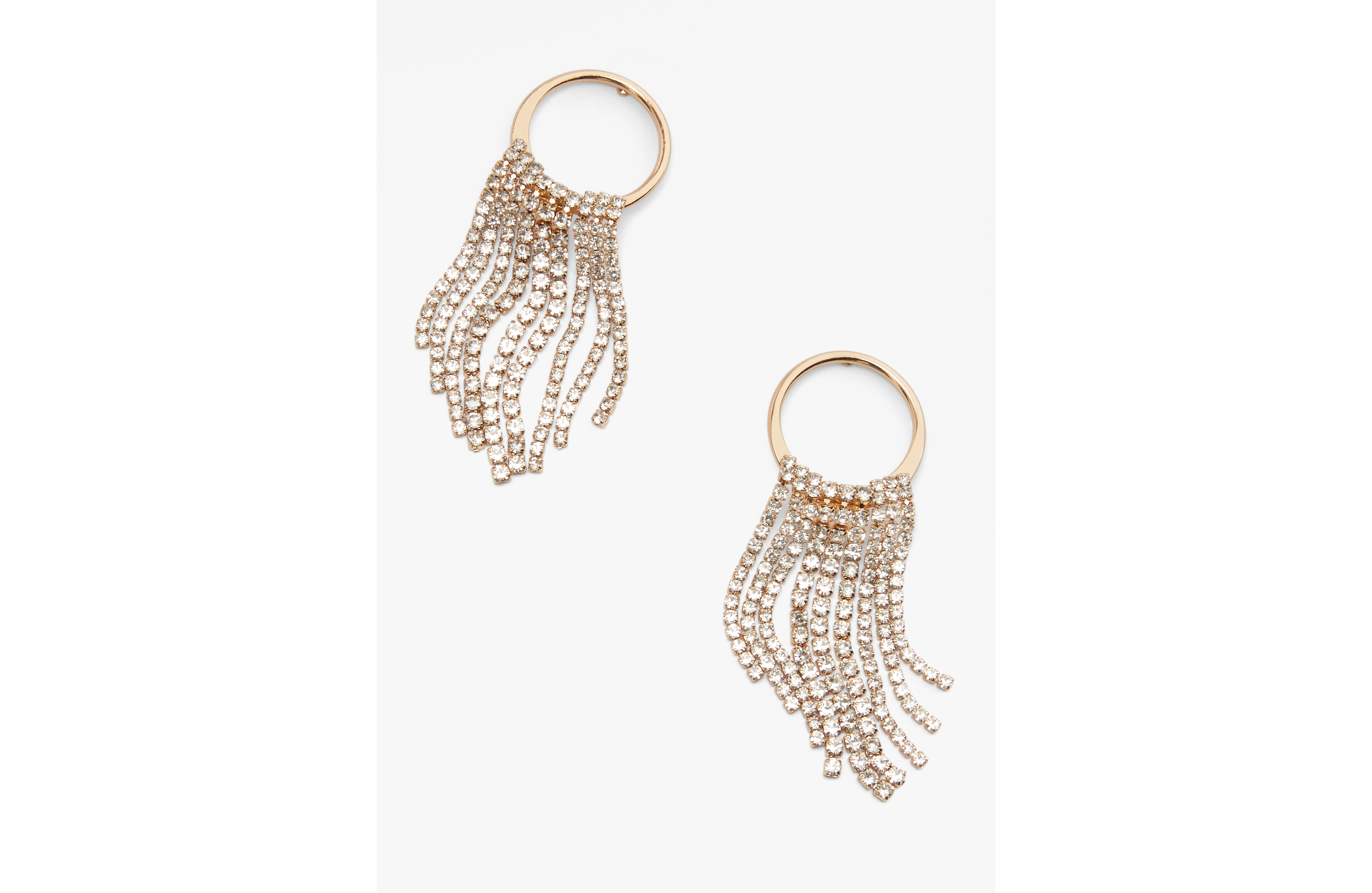 Gold Rhinestone Fringe Drop Earrings