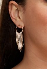 Gold Rhinestone Fringe Drop Earrings, C605, small