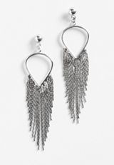 Silver Fringe Drop Earrings, SILVER, small