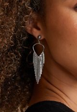 Silver Fringe Drop Earrings, SILVER, small