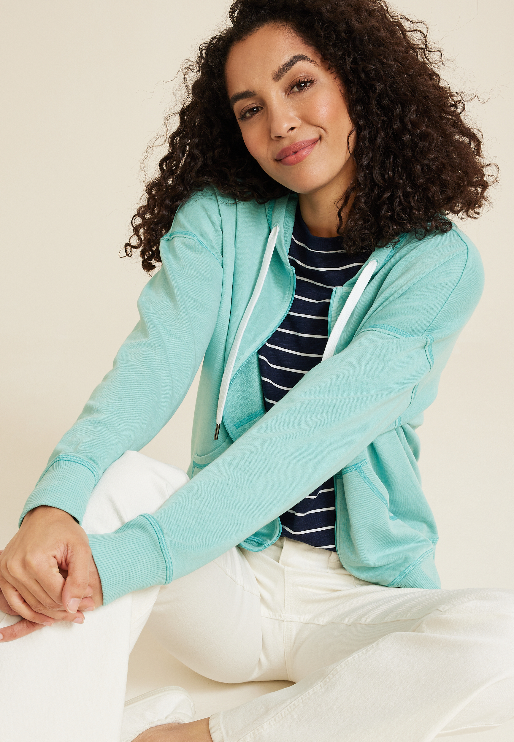 Washed Full Zip Hoodie | maurices