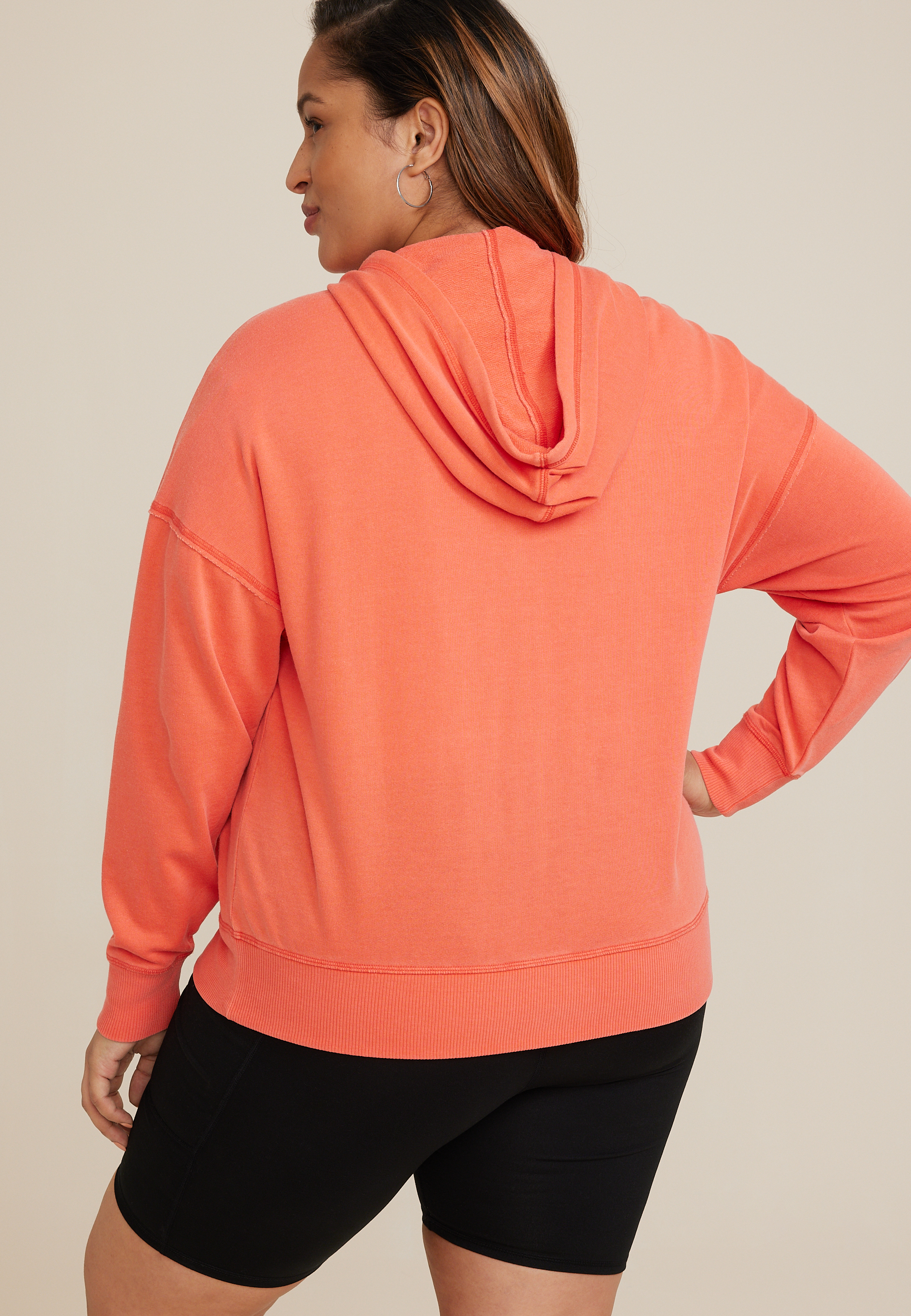 Plus Size Washed Full Zip Hoodie, C7949, large