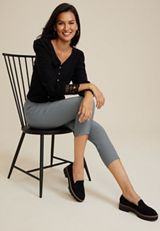 Bengaline Textured High Rise Skinny Cropped Dress Pant, C4913, small