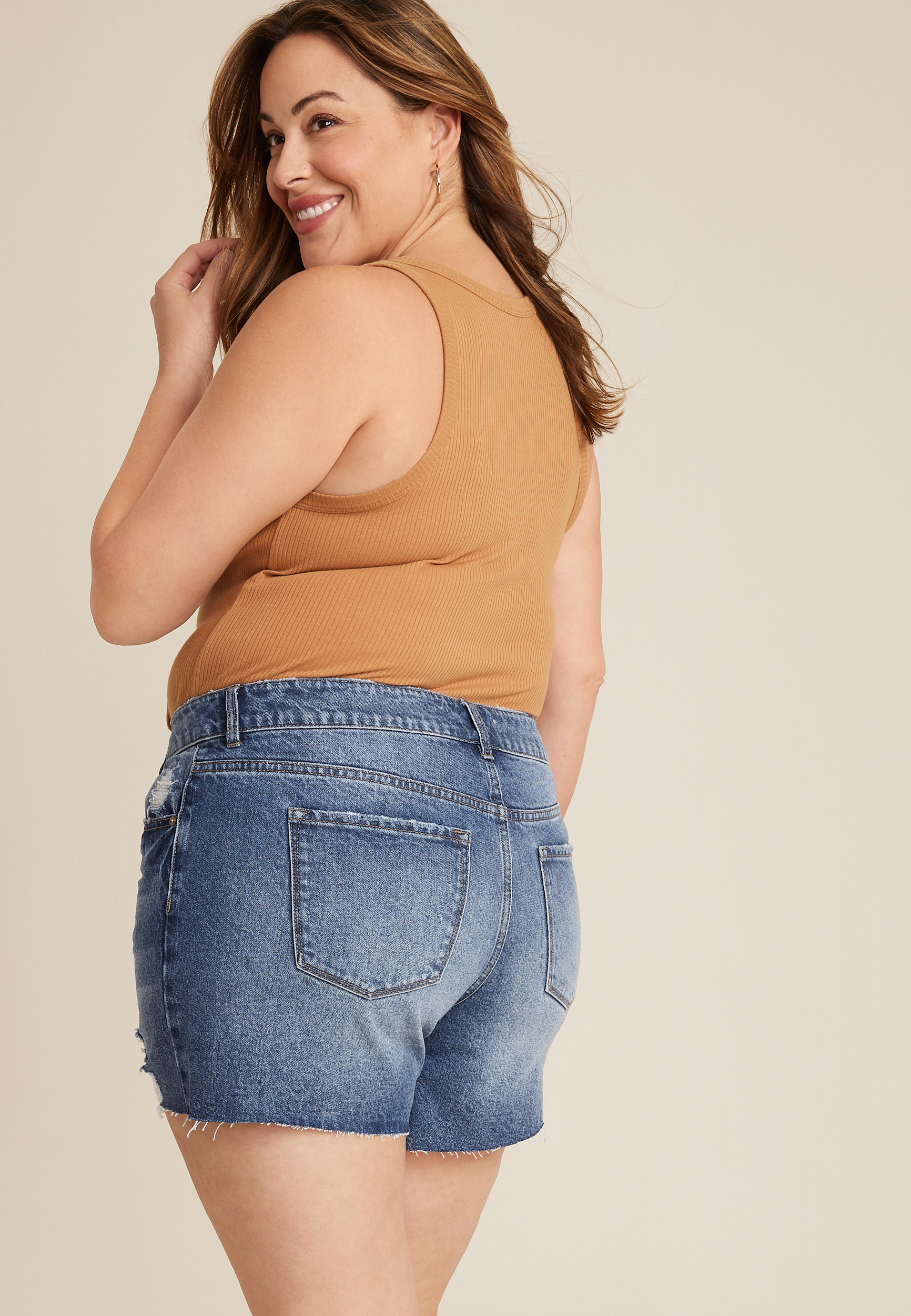 Plus Size KanCan&trade; High Rise Vintage Destructed Hem 5in Short, C3337, large