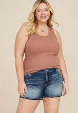 Plus Size KanCan&trade; Mid Rise Released Frayed Hem 5in Short, C258, small