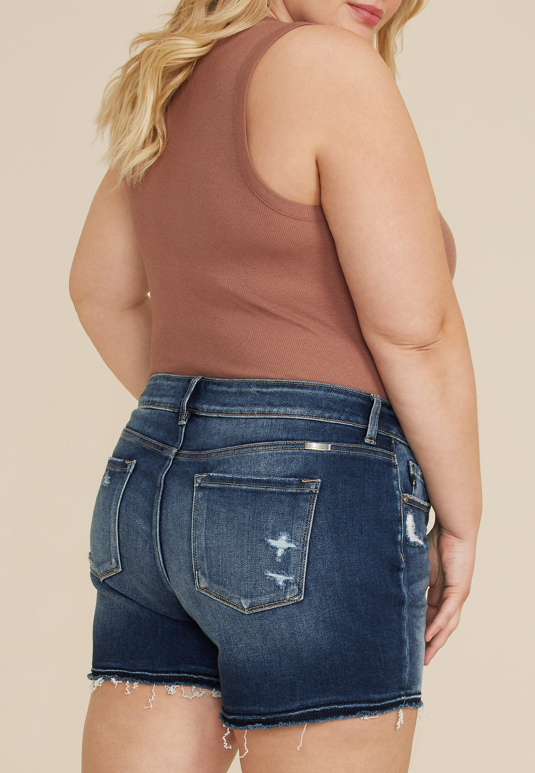Plus Size KanCan&trade; Mid Rise Released Frayed Hem 5in Short, C258, large