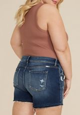 Plus Size KanCan&trade; Mid Rise Released Frayed Hem 5in Short, C258, small