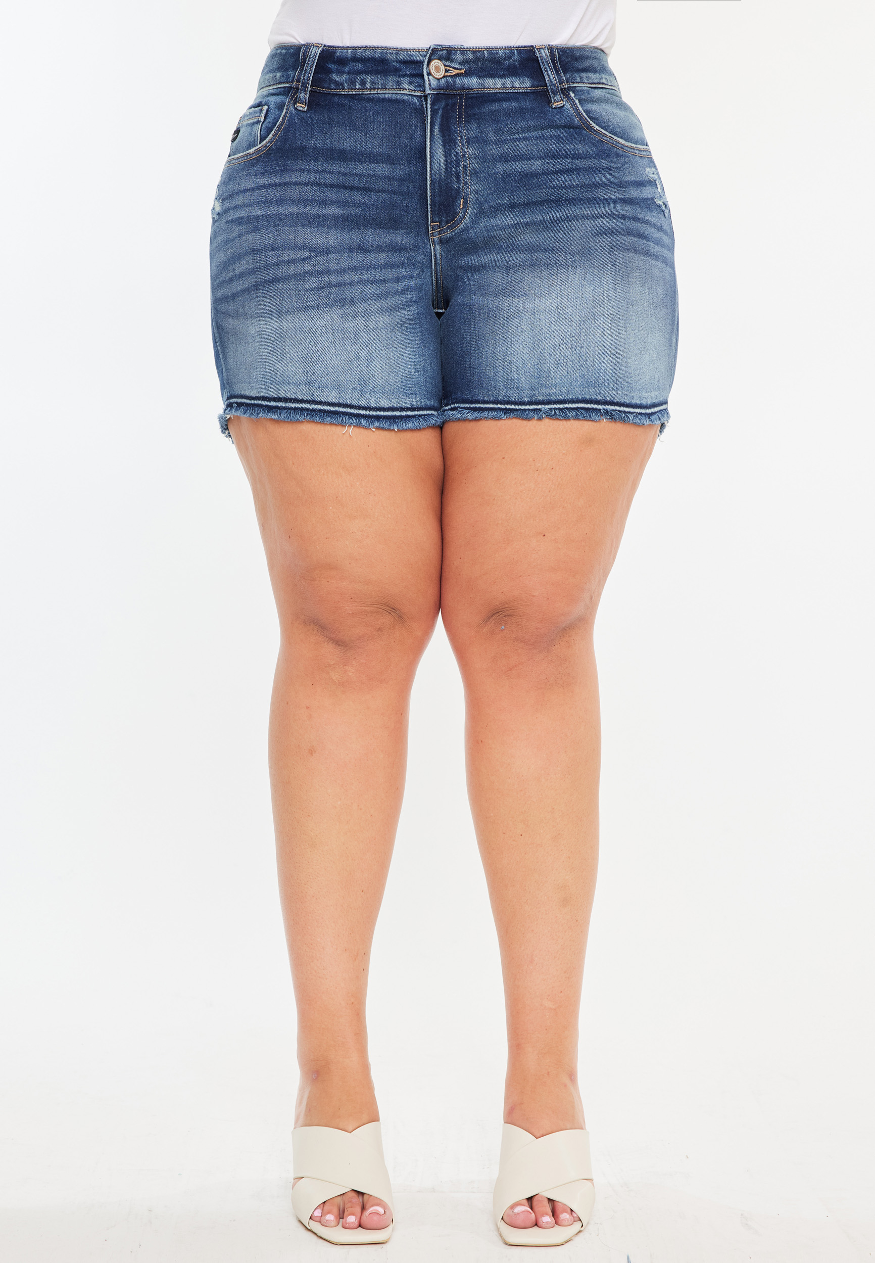 Plus Size KanCan&trade; Mid Rise Released Frayed Hem 5in Short, C258, large