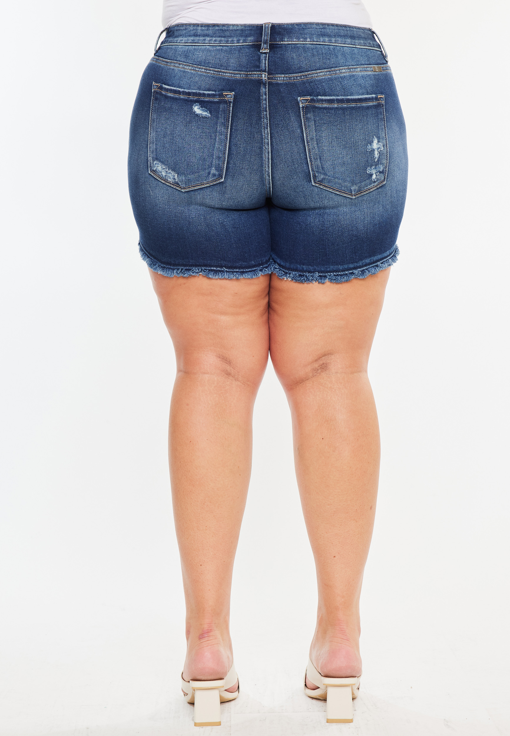 Plus Size KanCan&trade; Mid Rise Released Frayed Hem 5in Short, C258, large