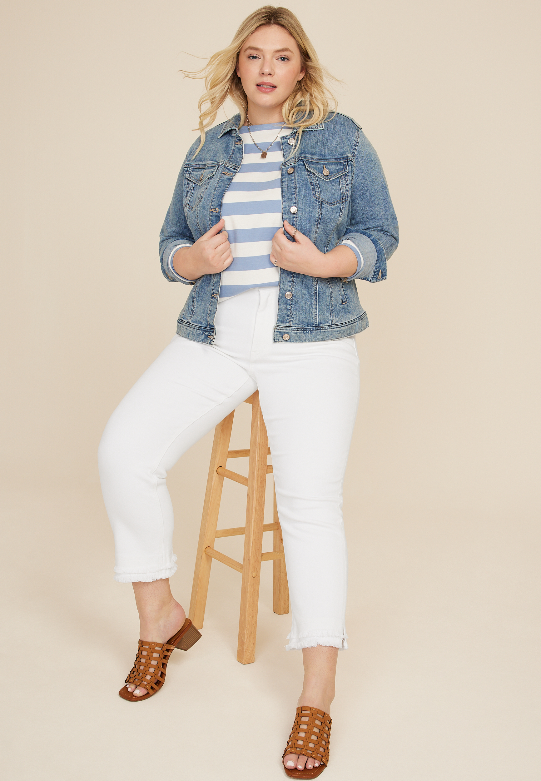 Plus Size KanCan&trade; High Rise Double Layer Fray Hem Ankle Straight Jean, C223, large
