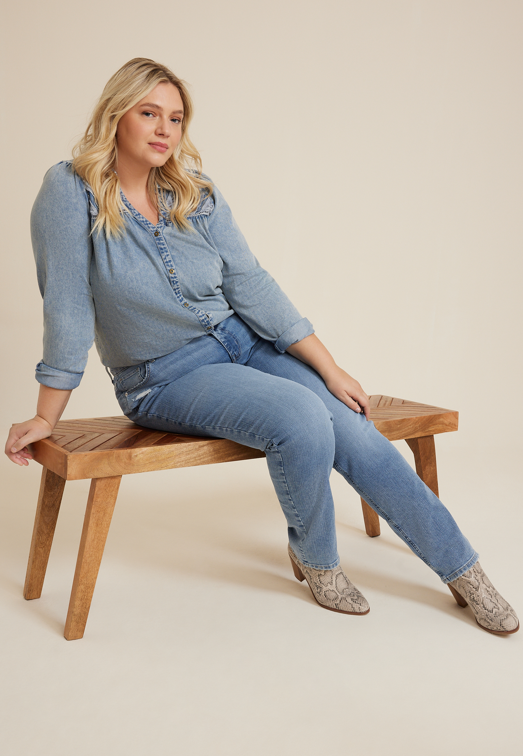 Plus Size m jeans by maurices&trade; Classic Mid Rise Straight Jean, C3337, large