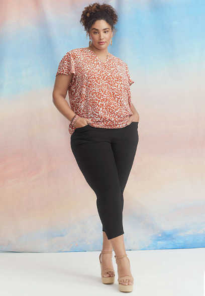Plus Size Bengaline Constructed Waist Mid Rise Skinny Dress Pant