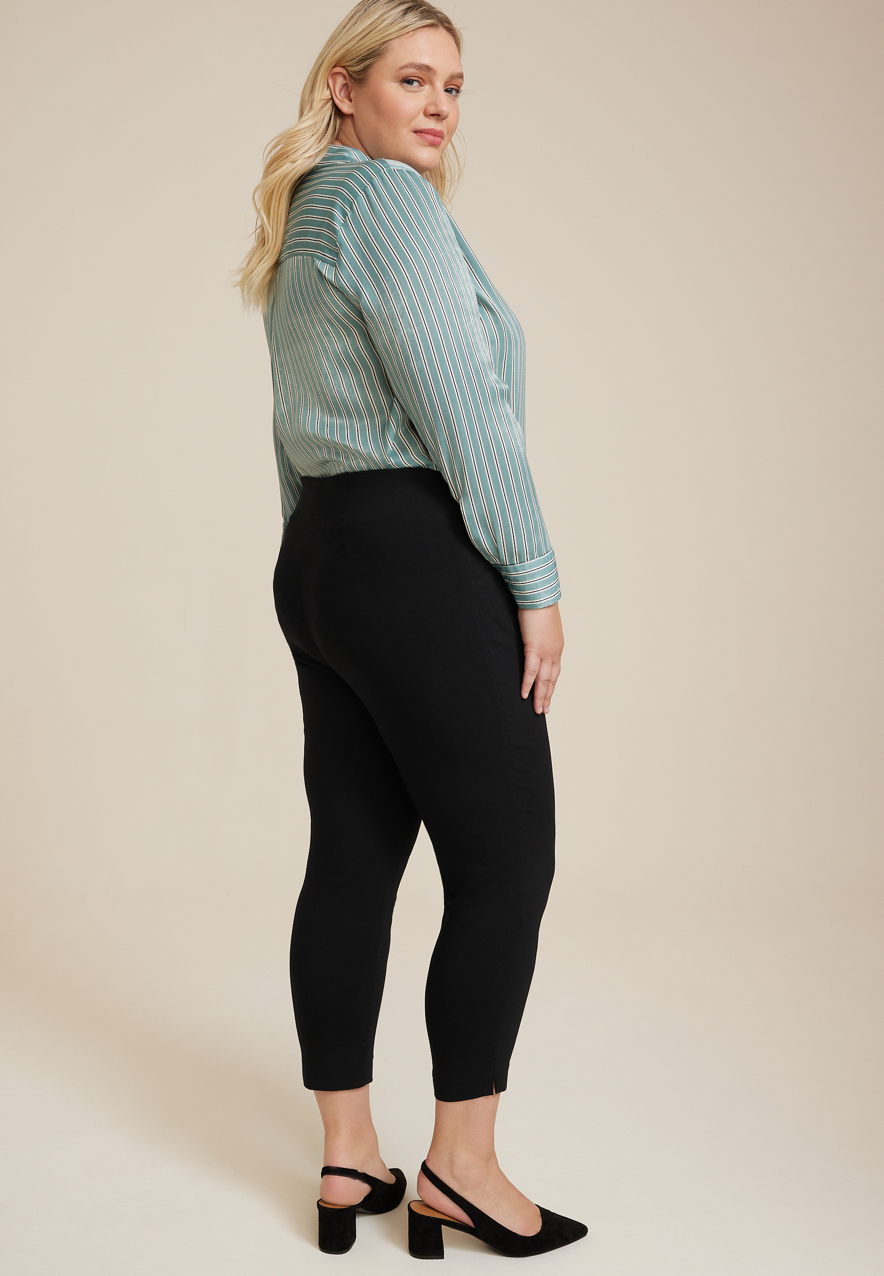 Plus Size Bengaline High Rise Skinny Cropped Dress Pant, , large