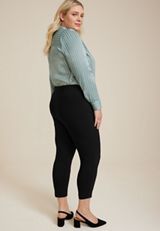 Plus Size Bengaline High Rise Skinny Cropped Dress Pant, , small