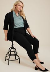 Plus Size Bengaline High Rise Skinny Cropped Dress Pant, , small