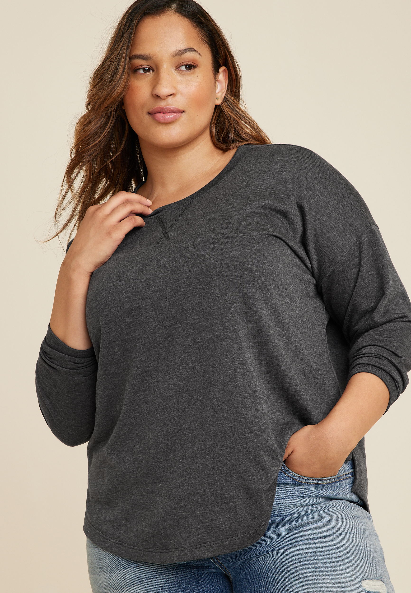 LASTINCH Plus Size Ash Grey Stripe Shirt for Women - Upto 8XL