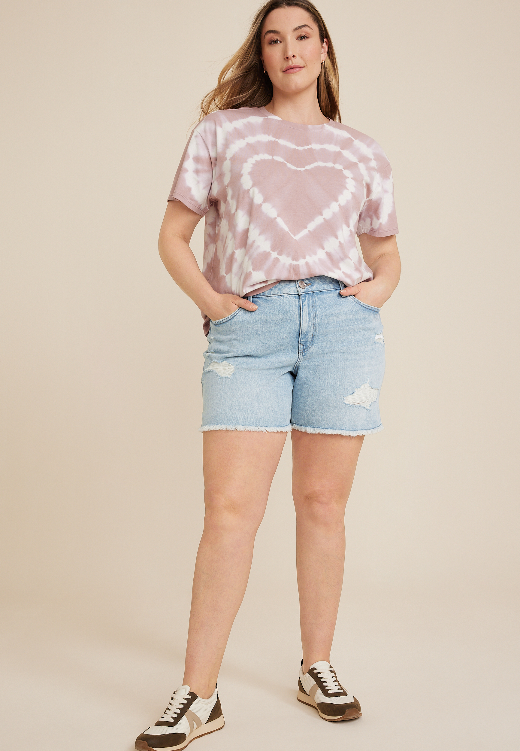 Plus Stretch Ripped Slim Bermuda Jean Shorts Denim – HER Plus Size