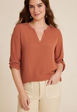 Atwood 3/4 Sleeve Popover Blouse, C9699, small