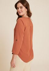 Atwood 3/4 Sleeve Popover Blouse, C9699, small