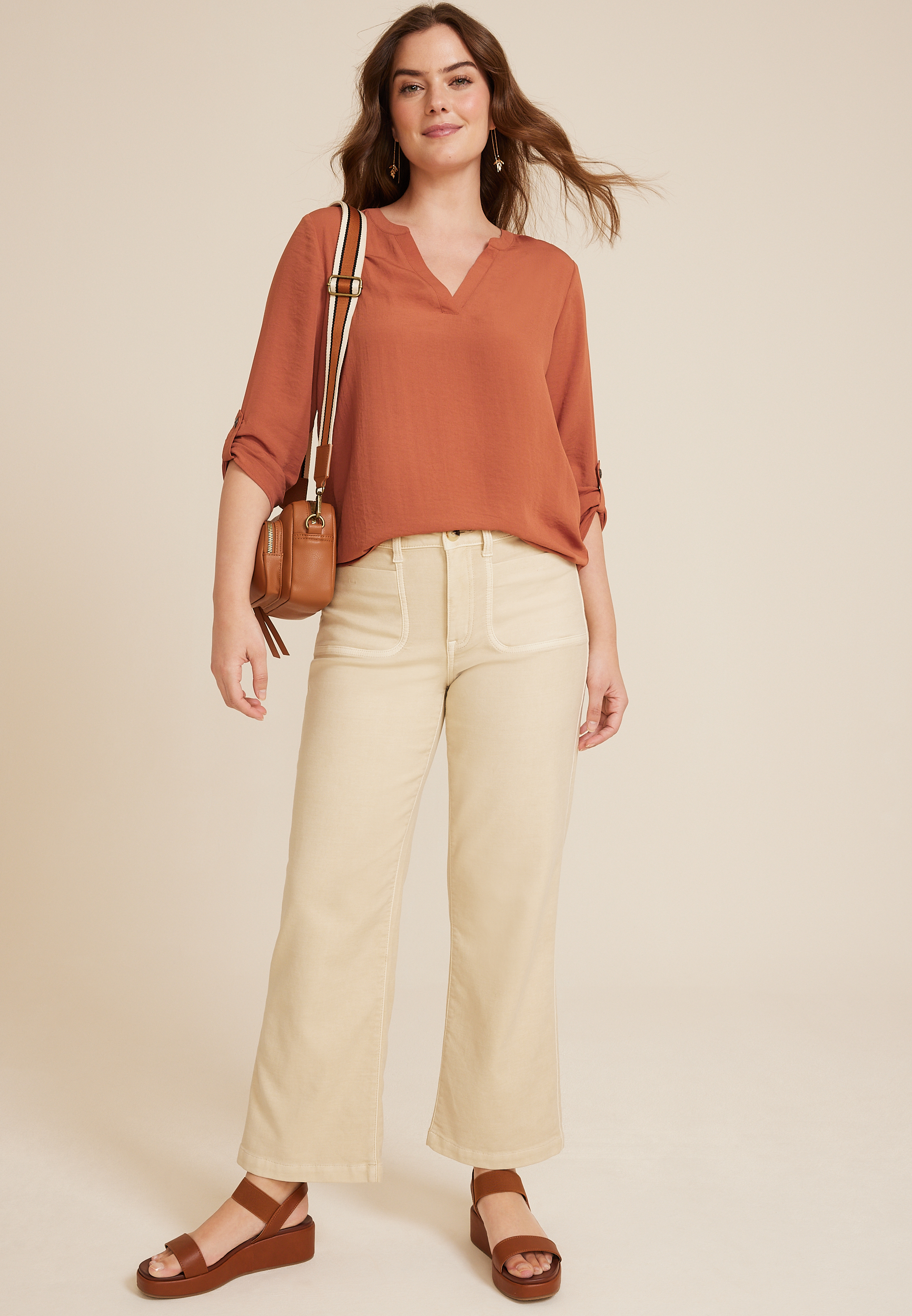 Atwood 3/4 Sleeve Popover Blouse, C9699, large